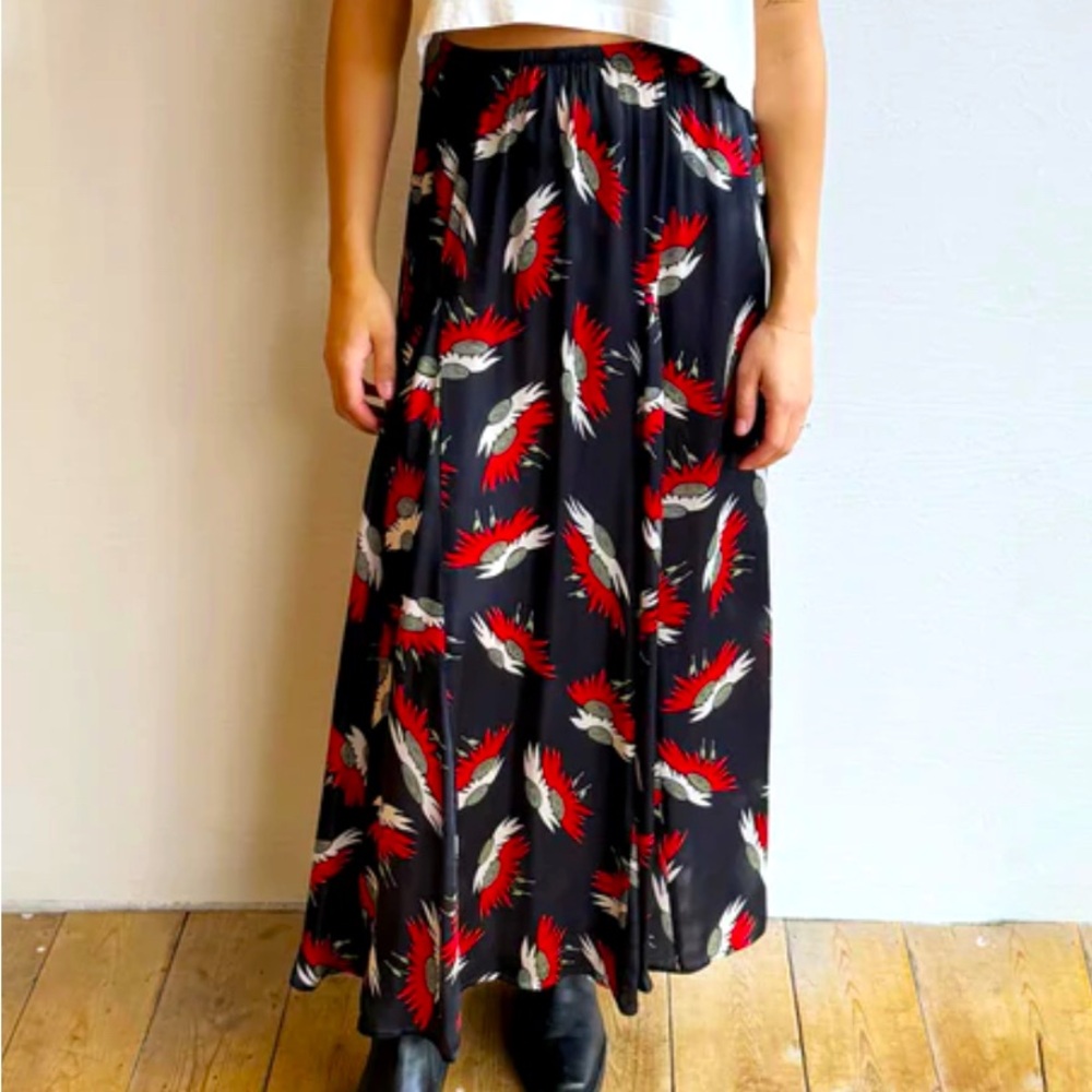 The Great Godet skirt in birds of paradise print